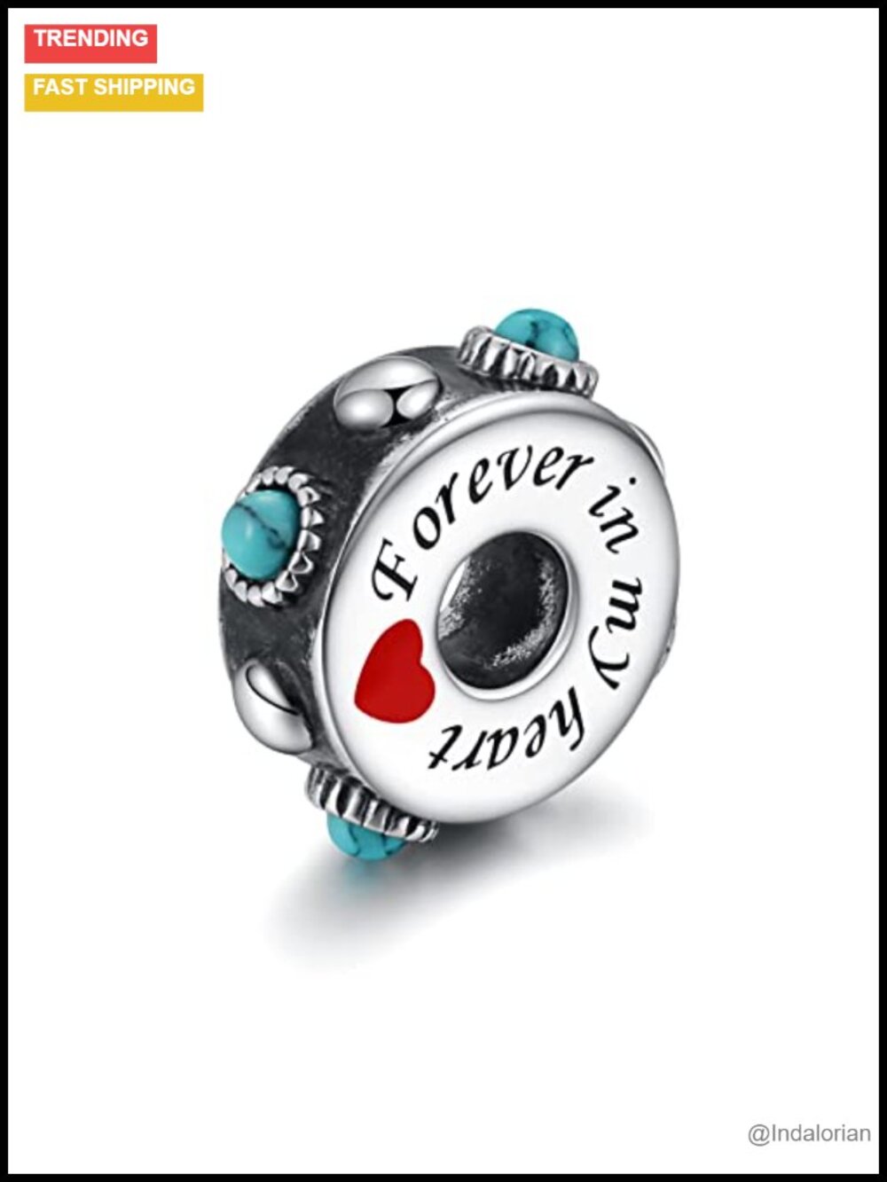 Sterling Silver Cremation Urn Charm Heart Bead for Bracelet Memorial Jewelry